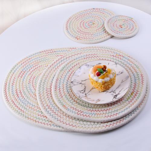 日式手工彩棉线绳编织烘焙加厚隔热防烫餐垫茶杯锅盘碗垫创意家居